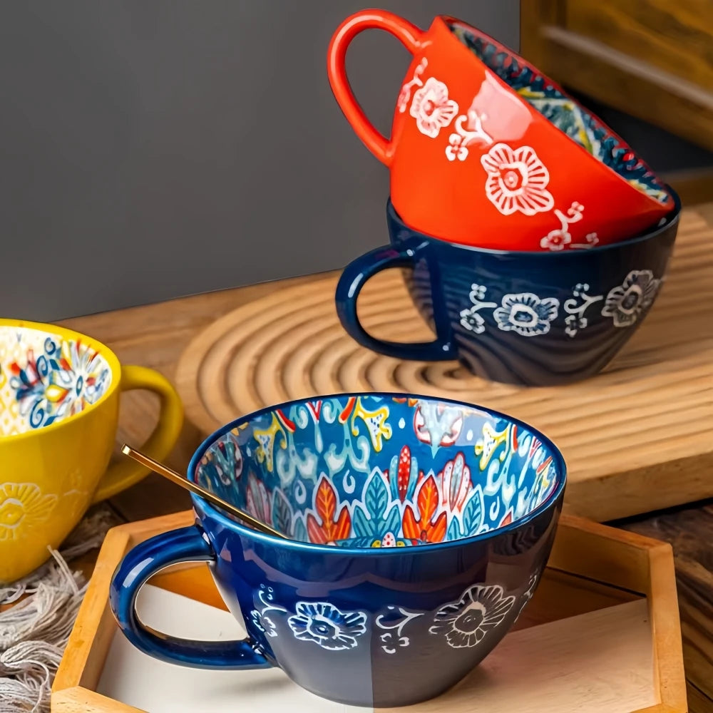 Bohemian Morning Tea Mug, 13.5 oz Ceramic Coffee Mug
