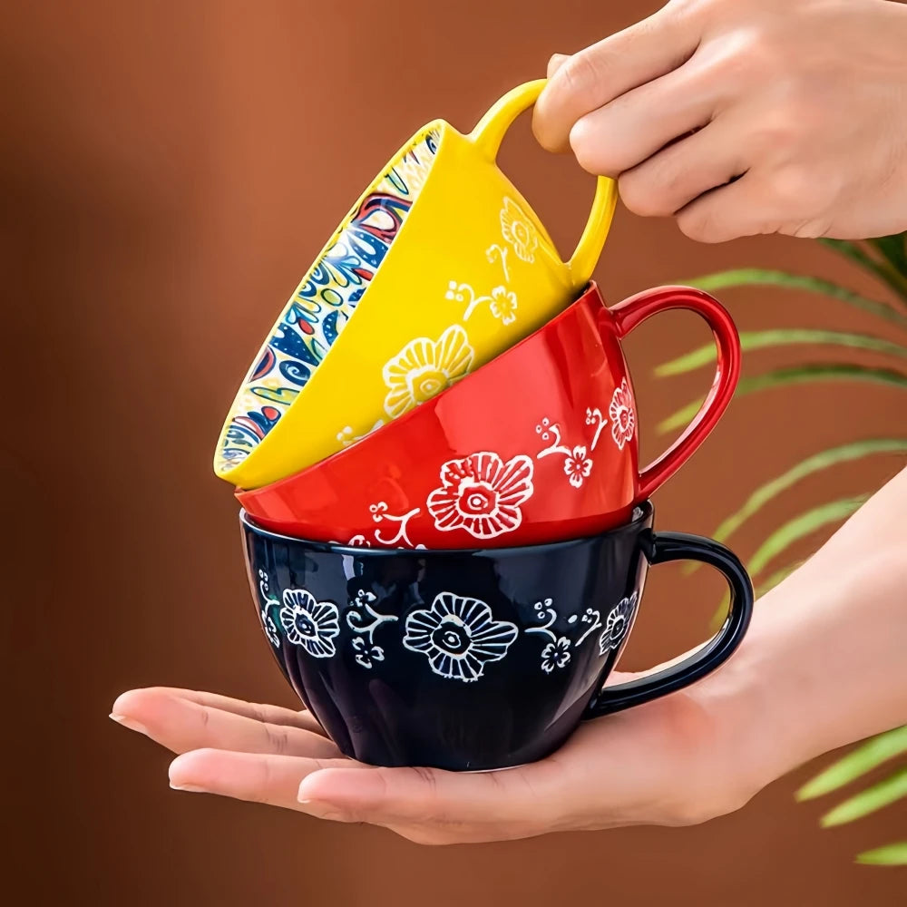 Bohemian Morning Tea Mug, 13.5 oz Ceramic Coffee Mug