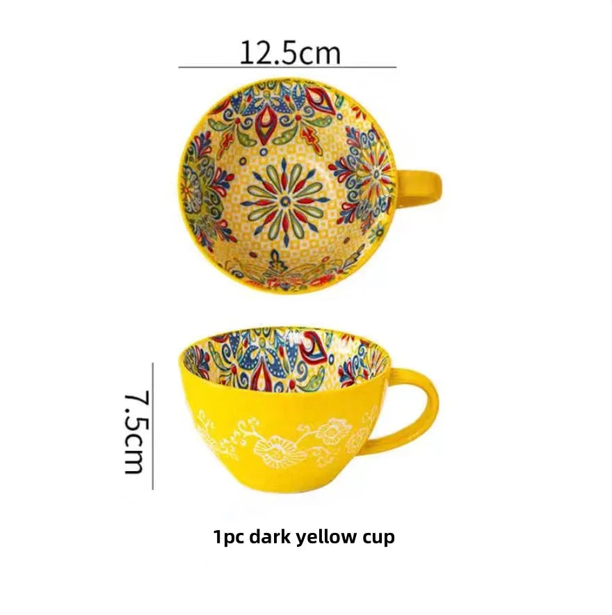 Bohemian Morning Tea Mug, 13.5 oz Ceramic Coffee Mug