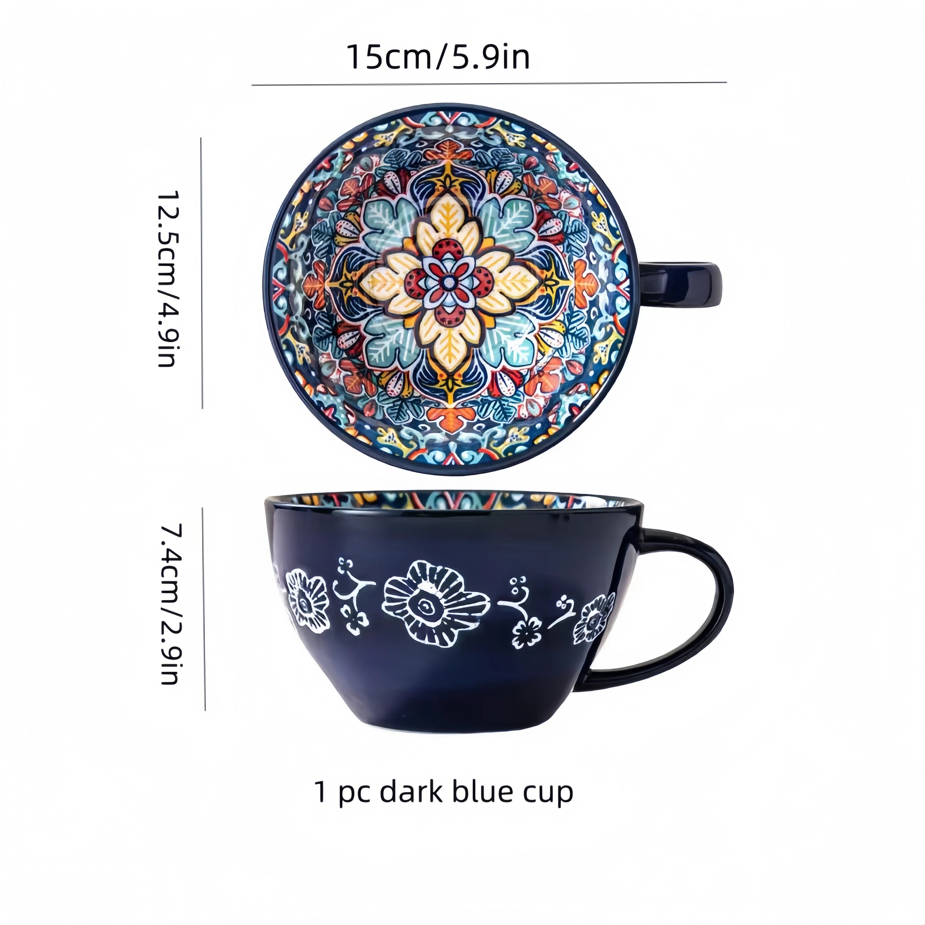 Bohemian Morning Tea Mug, 13.5 oz Ceramic Coffee Mug