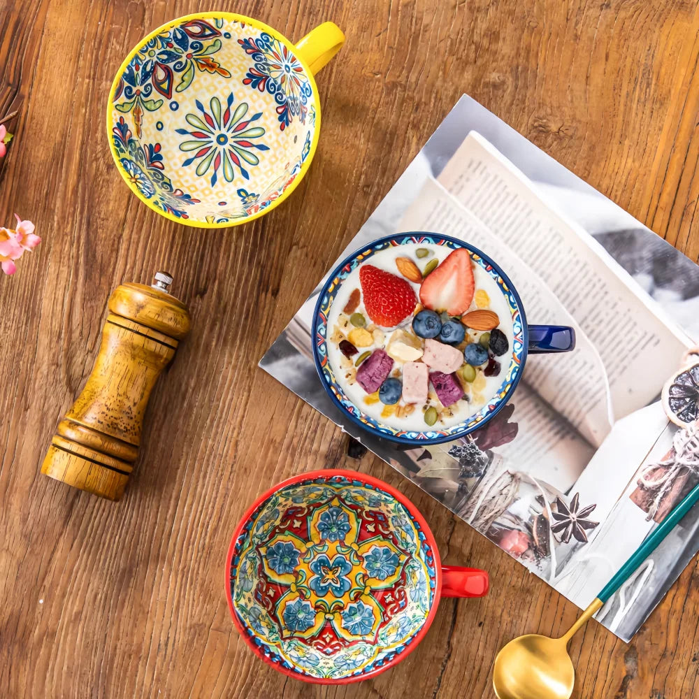 Bohemian Morning Tea Mug, 13.5 oz Ceramic Coffee Mug