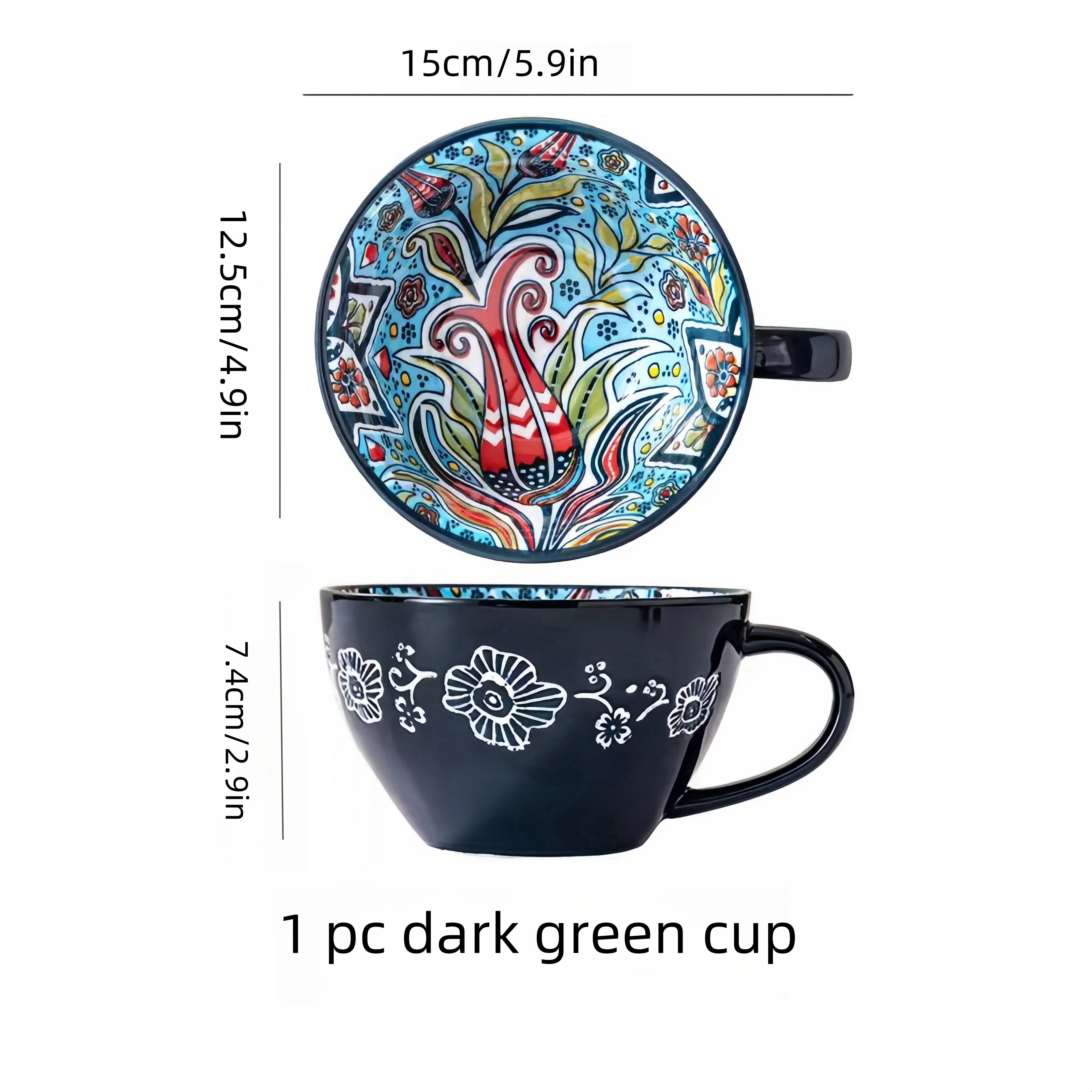 Bohemian Morning Tea Mug, 13.5 oz Ceramic Coffee Mug