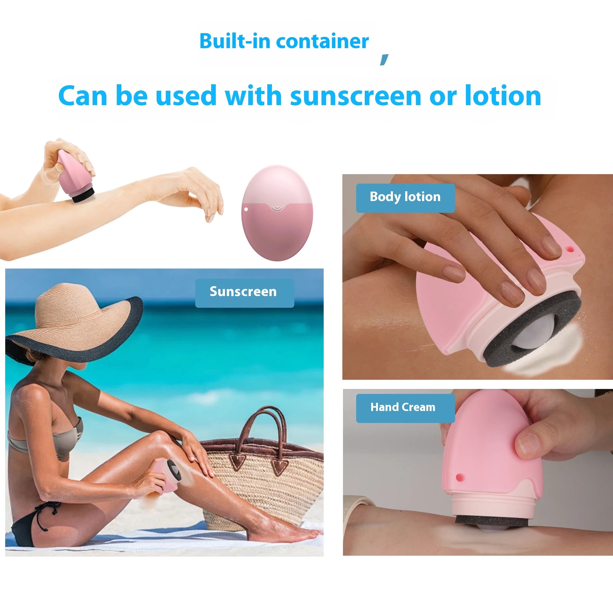 No hands Silicone Sunscreen Applicator Roller Sponge Sub-bottling Portable Repeatable Filling Use Makeup Outdoor Travel bottle