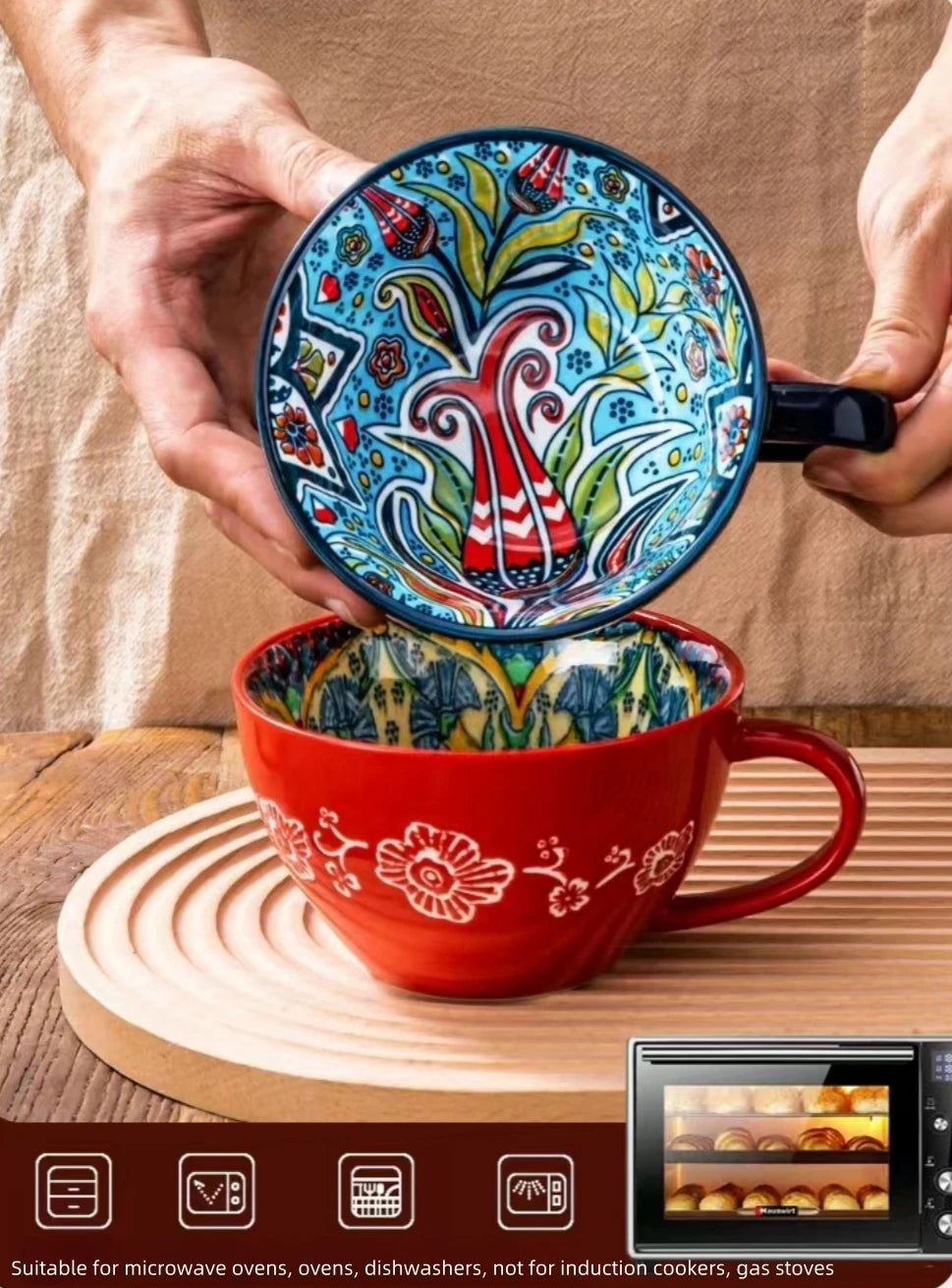Bohemian Morning Tea Mug, 13.5 oz Ceramic Coffee Mug