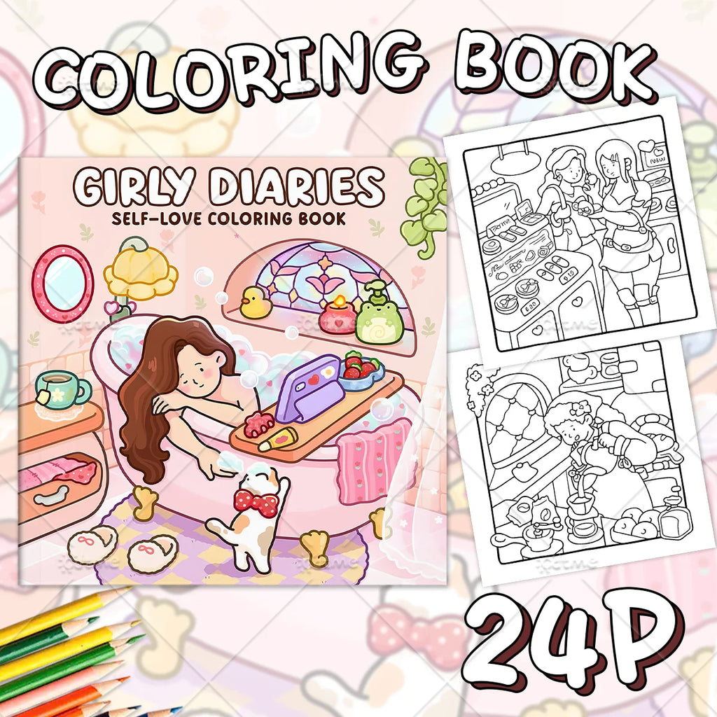 GIRLY DIARIES Bold-easy Patterns Coloring Book for Adults Cute Drawing Book Perfect Gift for Party and Birthday ﻿