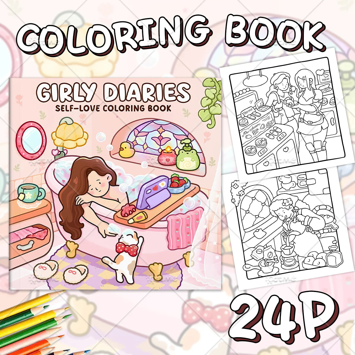 GIRLY DIARIES Bold-easy Patterns Coloring Book for Adults Cute Drawing Book Perfect Gift for Party and Birthday ﻿