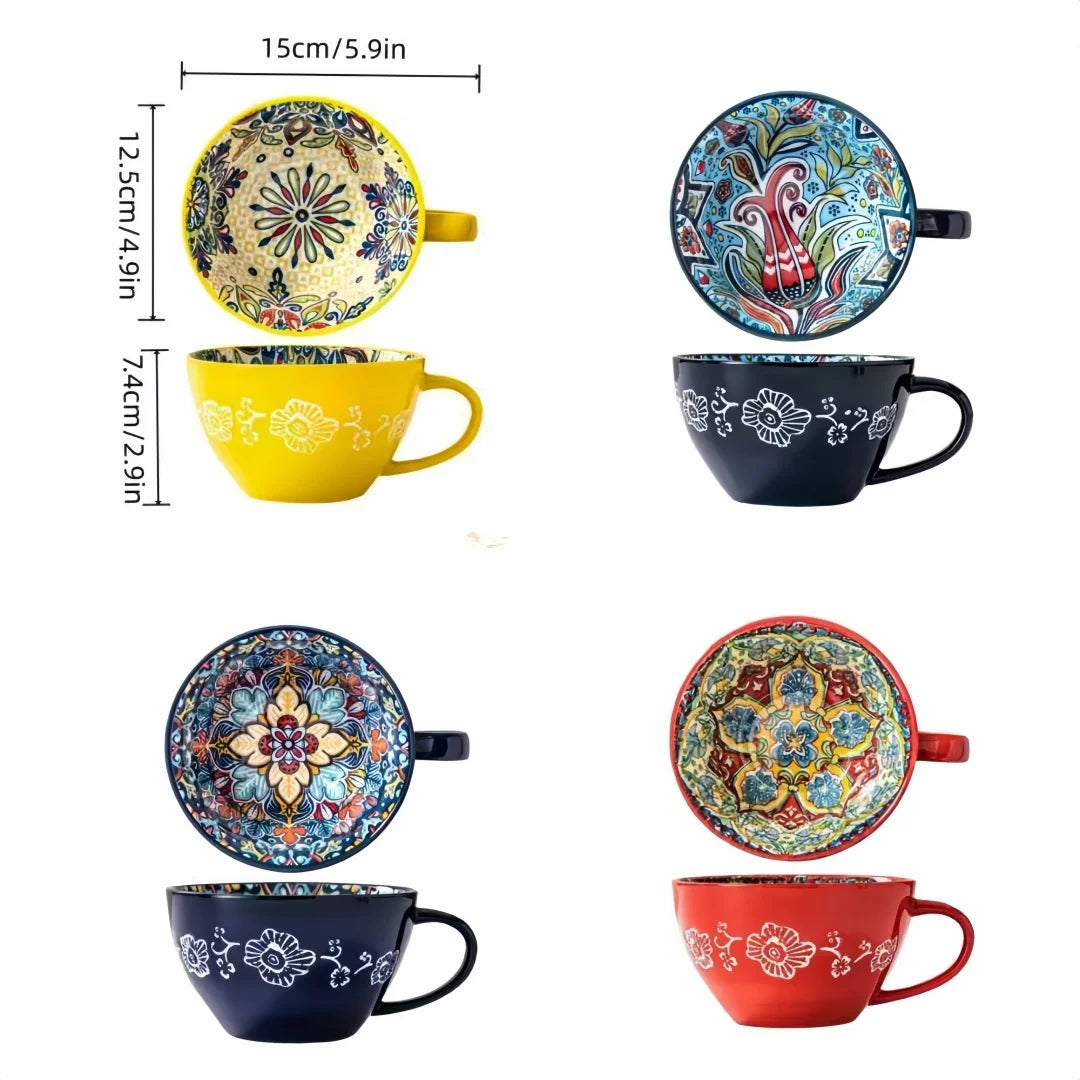 Bohemian Morning Tea Mug, 13.5 oz Ceramic Coffee Mug